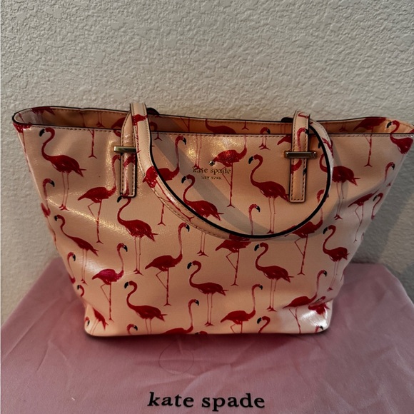 Kate Spade Grainy Vinyl Flamingo Tote Bag - Picture 2 of 7